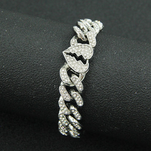 Hot Selling Personalized Exaggerated Love Heart Chain Bracelet Hiphop Alloy Men's <b>Charm</b> Bracelets Fashion Jewelry Wholesale - Product Image 3