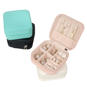 Draagbare Pu Lederen Mini Sieraden Reiskoffer, Reis Kleine Sieraden Doos Sieraden Organizer Opbergdoos - Product Image 1