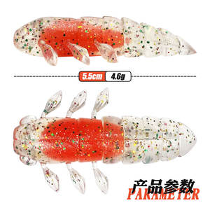 Kit de leurres souples en silicone de haute qualité, 5,5 cm, 4,6 g, effet cigale, coulants, pour la pêche en eau douce et salée, pour achigan, <span class=keywords><strong>brochet</strong></span>, poisson-chat, matériel de pêche hivernal - Product Image 5