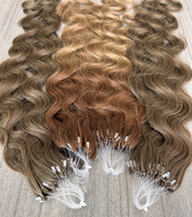 Extensions de cheveux 6D H6 Feather Hair, qualité salon, double trame, vierges, ondulation naturelle, couleur marron ombré, 100% cheveux humains véritables