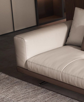 Ensemble de canapé modulaire en forme de L moderne avec fauteuil inclinable en cuir véritable et pieds en acier inoxydable pour salon