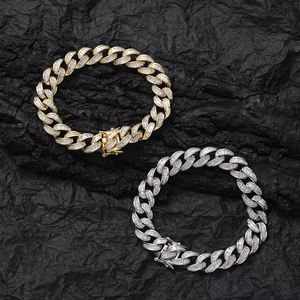 12Mm <b>Cuban</b> Bracelet Rectangular Zirconium Hipster Hip Hop Bracelet Tanjing Fashion Lijing Necklace - Product Image 2