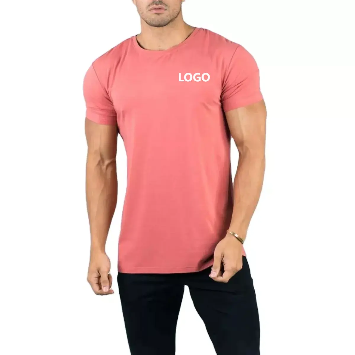 Özel baskılı tişört özel Logo baskı T shirt % 95% pamuk % 5% spandex spor salonu Fitness eğitimi düz erkek t shirt baskılı t shirt