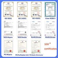 Usine ISO 5 classe 100 bleu blanc travail industriel salle blanche 91216 pouces jetables sans poudre pur classe 1000 gants en nitrile