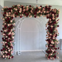 Arche florale artificielle vintage orange bordeaux pour mariage d'automne, toile de fond pour événements et décoration de photomaton