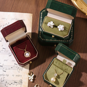 Manufacturer Customizable High-end Leatherette Paper Jewelry <b>Box</b> for <b>Rings</b> Necklaces Pendants Earrings Set Wedding Proposal Gift - Product Image 1
