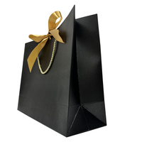 Sac de shopping pliable en papier kraft noir, biodégradable, écologique, durable, résistant à l'humidité, pour vêtements et bijoux