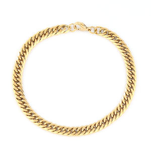 Floreo semi-solid 6 sisi potongan Miami Hip Hop perhiasan 18K berlapis emas pria gelang kalung rantai Kuba - Product Image 2