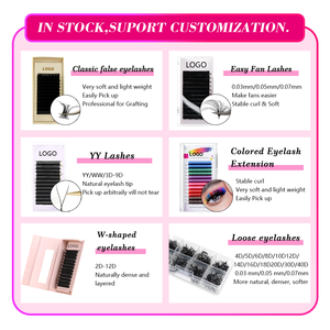 Suministros para Pestañas con LOGO Personalizado Bandejas J/B/C/CC/D/DD Extensiones de Pestañas Prearmadas 5D con Puntas Cerradas Aspecto Húmedo Clásico Mega Volumen Floración - Product Image 5