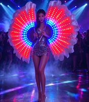 Éventail lumineux à plumes d'autruche LED RGB, accessoire de performance portatif pour boîte de nuit, scène, carnaval, défilé, spectacle