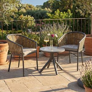 Conjunto de Comedor Moderno de Ratán para Exteriores, para Hotel, Jardín, Restaurante, Cafetería y Balcón, Mesa de Comedor Redonda con Sillas y Cojines Impermeables - Product Image 2