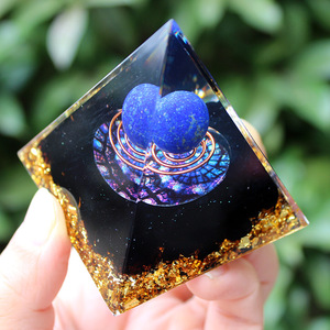 Pyramide en résine époxy Kogiya, boule de lapis-lazuli, décoration de maison, ornement de bureau, collection, cadeau - Product Image 3