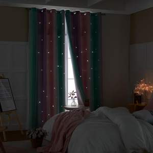 Tende camera da letto 63 pollici camera bambini decalcomanie <span class=keywords><strong>unicorno</strong></span> principessa camera tema oscurante rosa viola verde W52 X L63 - Product Image 4