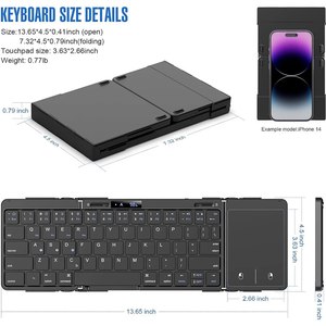 New Alloy Wireless Foldable <b>Keyboard</b> Touchpad Numeric Pad Battery Level Display USB Type-C Full Size Ergonomic Design for laptop - Product Image 5
