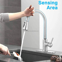 Robinet de cuisine gourmet de luxe en laiton à poignée unique, noir mat, avec capteur tactile intelligent, à poser sur comptoir, en acier inoxydable, pour salle de bain