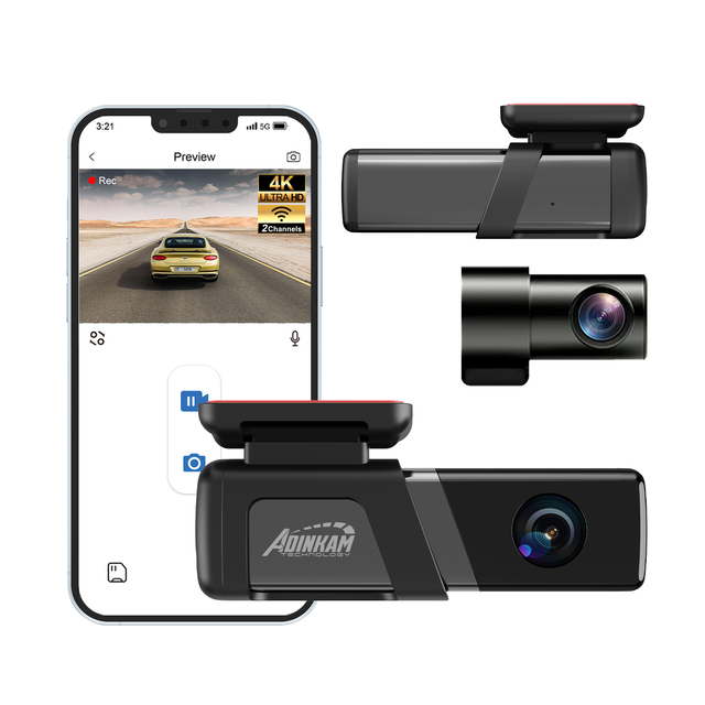 Adinkam Exclusive K907 4K Dual-Channel Car Black Box 6-Layer Front Rear Dash Cam WIFI WDR APP Control G-Sensor Video Recorder