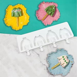 Moule à glace en silicone 4 cavités en forme de <span class=keywords><strong>pull</strong></span> de Noël, pour bâtonnets de fromage et crème glacée <span class=keywords><strong>maison</strong></span> DIY - Product Image 1