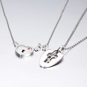 Ensemble de colliers pour couple en acier inoxydable, pendentif en forme de cadenas et de clé, pour un usage quotidien, cadeau - Product Image 3
