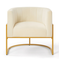 Mid-Century Wohnzimmer Sessel mit geschwungener Rückenlehne, gepolstertem Samt und goldenem Metallgestell