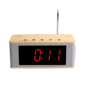 Xách tay nhỏ tre tự nhiên trường hợp màn hình Acrylic LED hiển thị FM bảng đồng hồ báo thức với FM <span class=keywords><strong>radio</strong></span> - Product Image 2