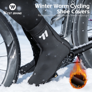 WEST BIKING Copriscarpe da <span class=keywords><strong>Bici</strong></span> Invernali Regolabili, Termici in Pile Antiscivolo per <span class=keywords><strong>Bici</strong></span> da Strada e Mountain Bike, Elasticizzati - Product Image 1