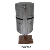 Casque ancien en fonte d'argent, casque de chevalier à armure médiéval pour la décoration de la maison, en vente