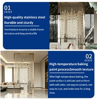 Cloison de luxe en acier inoxydable doré avec ornements en acrylique : transformez la maison, la villa ou le hall d'hôtel en un espace artistique glamour.