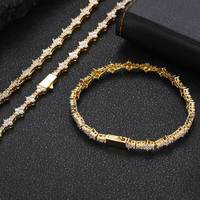 Collier chaîne tennis Hip Hop plaqué or avec croix et zircone cubique, fermoir boîte avion, bijoux pour hommes et femmes, vente en gros