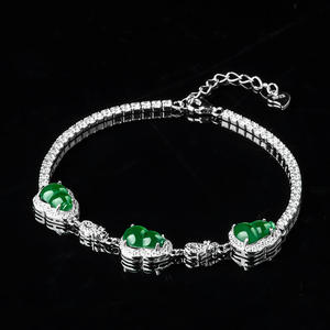 Pulsera de Jadeíta Natural con Forma de Calabaza, Incrustaciones de Plata S925, Accesorio Femenino de Alta Gama, D204 - Product Image 2