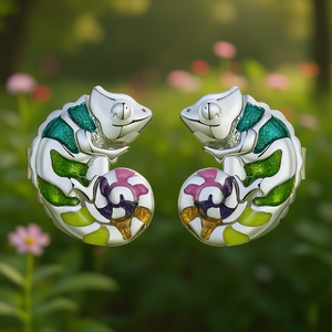 Boucles d'oreilles clous en or blanc E4578 pour femmes, bijoux fantaisie en alliage avec serti clos, boucles d'oreilles tendance - Product Image 2