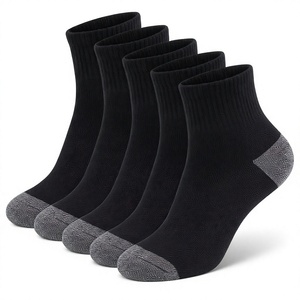 Men's <b>Black</b> <b>Ankle</b> <b>Socks</b> 5 Pack Knitted Low Cut Reinforced Heel Toe for Daily Wear - Product Image 4