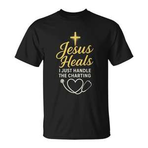 Infirmière chrétienne, Jésus guérit, je prends soin des dossiers - T-shirt - Product Image 1