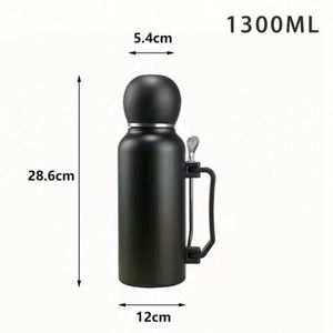 Termo Personalizado de Gran Capacidad (1300 ml) para Yerba Mate, Botella de Agua Aislada de Acero Inoxidable con Cuchara - Product Image 2