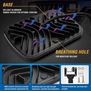 Off Road Led Headlight 7 Inch Square H4 <b>Plug</b> Low High Beam Drl <b>With</b> Aluminum Alloy Body Ip65 Waterproof - Product Image 5