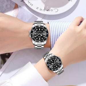 Pareja estilo correa de acero reloj Internet famoso agua verde fantasma noche luz reloj calendario estilo alta estética reloj de cuarzo - Product Image 3