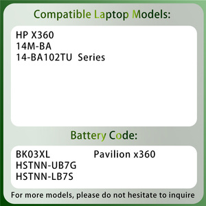 Batterie d'ordinateur portable de haute qualité <span class=keywords><strong>BK03XL</strong></span> HSTNN-UB7G HSTNN-LB7S pour <span class=keywords><strong>HP</strong></span> X360 14M-BA 14-BA102TU Series - Product Image 2