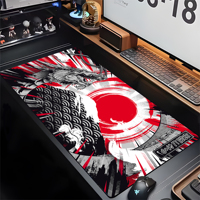 Grand tapis de souris de jeu Dragon Oriental Japonais, tapis de bureau étendu Monstre Mythique Rouge Foncé, base en caoutchouc antidérapante pour clavier