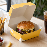 Scatola per Hamburger in Carta Kraft Usa e Getta con Logo Personalizzato, Biodegradabile, per Alimenti, Confezione a Conchiglia per Pollo Fritto da Asporto
