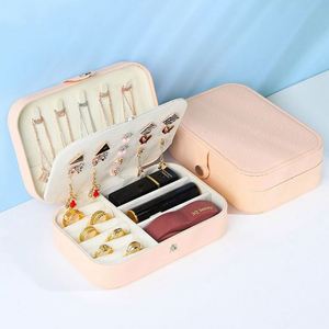 Caja de Joyería Cuadrada de Piel Sintética de Lujo, Blanca/Rosa, con Logotipo Personalizado, MOQ Bajo, Venta al Por Mayor, Mini Estuche Organizador de Joyas para Viaje - Product Image 5