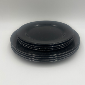 Assiette en mélamine noire effet <span class=keywords><strong>granit</strong></span> moderne de 10 pouces avec des taches blanches pour la cuisine et le service alimentaire - Product Image 2