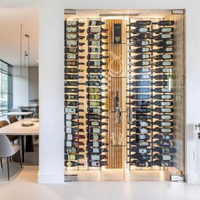 Porte-vin de luxe en acier inoxydable avec éclairage LED, design flottant mural/sur pied/plafond, personnalisable pour salon