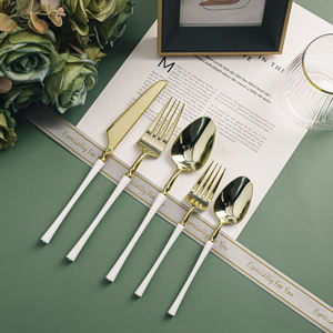 Lot de Couverts Jetables en Plastique Personnalisables (Couleurs de Manche) pour Mariages et Fêtes, Lavables au Lave-Vaisselle, 25 Pièces/Sac, Options Or et Argent - Product Image 2