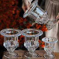 Vente en gros, vase à fleurs en verre gaufré, centre de table pour banquet de mariage, décoration, petit gobelet en cristal transparent, porte-fleurs