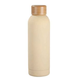 Minimalist Stainless Steel Vacuum Tumbler With Wooden Lid Gray Travel Bottle <b>Double</b> <b>Wall</b> Insulated 24H Heat Retention - Product Image 3