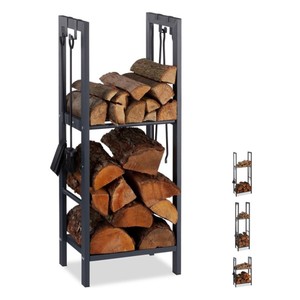 2 Tiers Firewood Log Storage Rack Wood Holders Wood Stacking Rack Fireplace