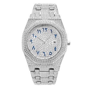Montre de luxe à quartz avec date, style hip-hop, entièrement sertie de diamants, pour homme - Product Image 1