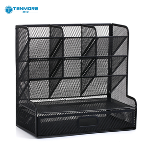 Organisateur de bureau en maille avec tiroir, boîte de rangement multifonctionnelle en métal pour fournitures de bureau, boîte de rangement pour fournitures de bureau pour la maison et l'école - Product Image 3