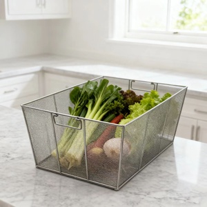 Phong cách công nghiệp Thời Trang OEM thép không gỉ Dây Kim Loại lưu trữ làm sạch giỏ xử lý màu bạc tùy chỉnh kích thước - Product Image 4