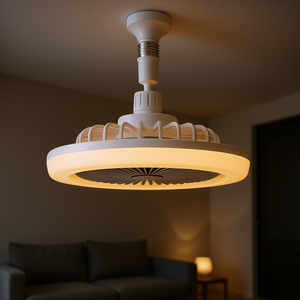 Ventilador de Techo LED con Luz de 9.44 Pulgadas, Motor DC E27, Control Remoto, Regulable, 3 Velocidades, Diseño Moderno, Color Blanco - Product Image 2