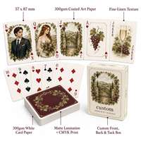 Jeu de cartes personnalisé Cépage Napa, portrait de couple aquarelle, souvenir de mariage, boîte à rabat en papier